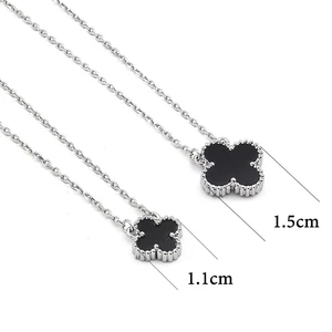 Dây chuyền nữ titan màu trắng mặt hoa cỏ 4 lá khảm xà cừ không gỉ có nhiều màu BY ACCESSORIES