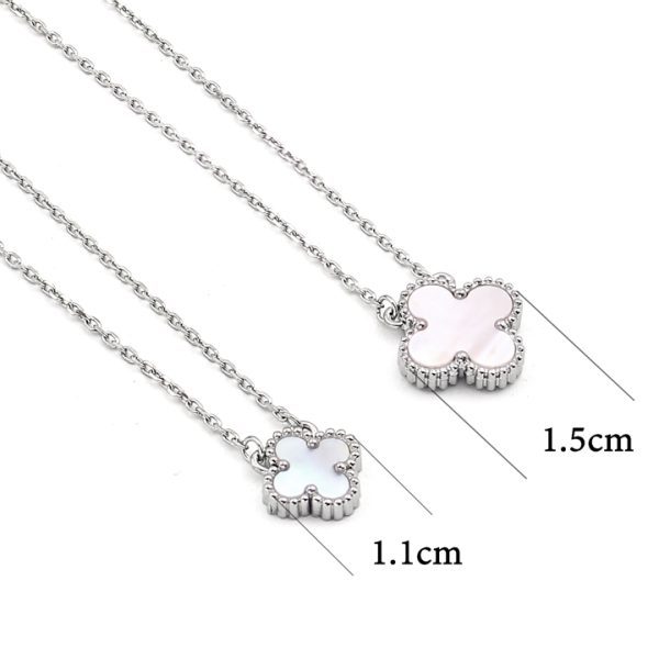 Dây chuyền nữ titan màu trắng mặt hoa cỏ 4 lá khảm xà cừ không gỉ có nhiều màu BY ACCESSORIES