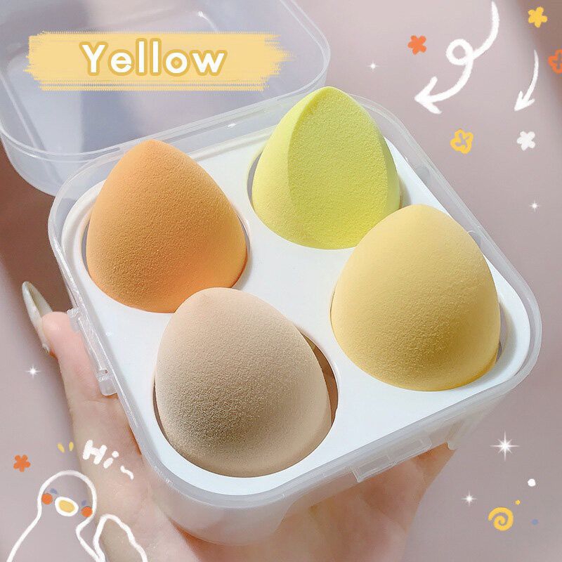 Hộp 4 mút tán kem nền mút trang điểm mềm mại hình giọt nước siêu tiện dụng Sena Beauty
