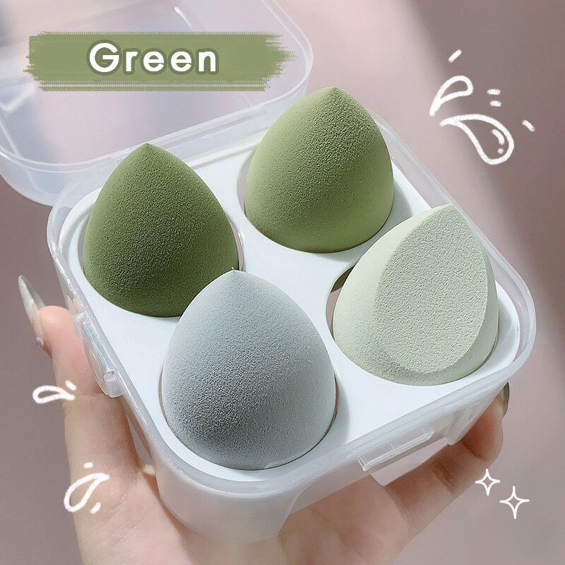 Hộp 4 mút tán kem nền mút trang điểm mềm mại hình giọt nước siêu tiện dụng Sena Beauty