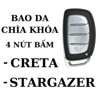 Bao da chìa khóa Creta,Bọc chìa khóa hyundai creta,Bao da chìa khóa Hyundai Stargazer,ốp chìa khóa Stargazer (HBK4 mócD)