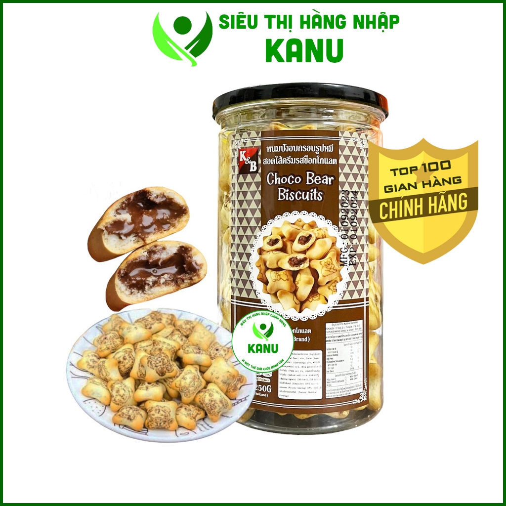 Bánh gấu nhân socola tan chảy K&B Choco Bear Biscuits Thái Lan 250g, đồ ...