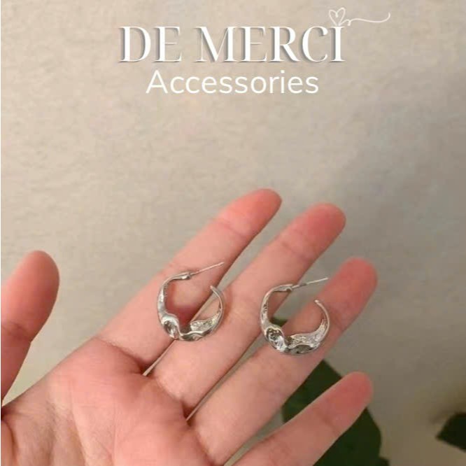 Khuyên tai nữ bạc 925 De Merci hình học uốn lượn phong cách tiểu thư xinh xắn trang sức nữ đẹp BT31
