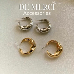 Khuyên tai nữ bạc 925 De Merci hình học uốn lượn phong cách tiểu thư xinh xắn trang sức nữ đẹp BT31