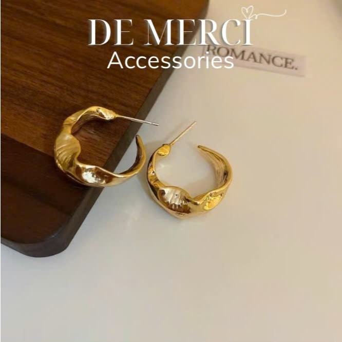 Khuyên tai nữ bạc 925 De Merci hình học uốn lượn phong cách tiểu thư xinh xắn trang sức nữ đẹp BT31