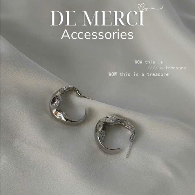 Khuyên tai nữ bạc 925 De Merci hình học uốn lượn phong cách tiểu thư xinh xắn trang sức nữ đẹp BT31