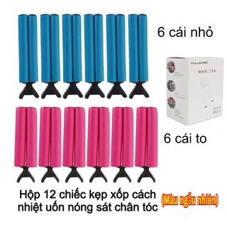 Kẹp xốp cách nhiệt 12 cây/hộp (6 cái nhỏ+6 cái lớn),kẹp xốp cách nhiệt chân tóc chống nóng da đầu