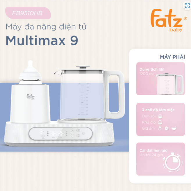 Máy hâm sữa, lắc sữa, đun và hâm nước pha sữa Fatz baby Multimax 9 Plus FB9511HB - Bảo hành 24 tháng