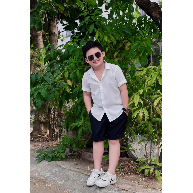 set sơmi công tử trơn bé trai 10-52kg TONIBRAND