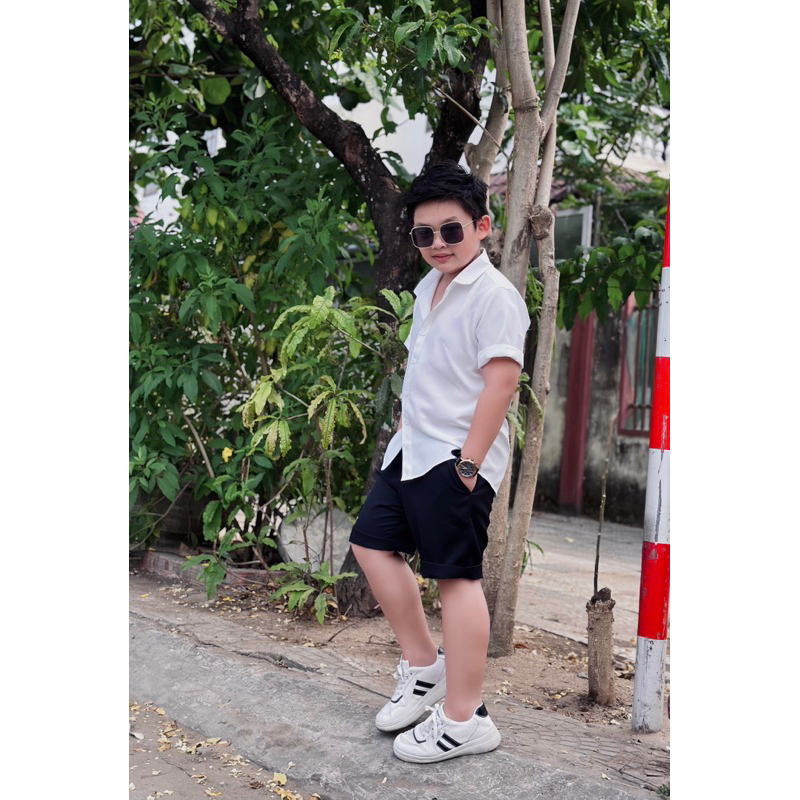 set sơmi công tử trơn bé trai 10-52kg TONIBRAND