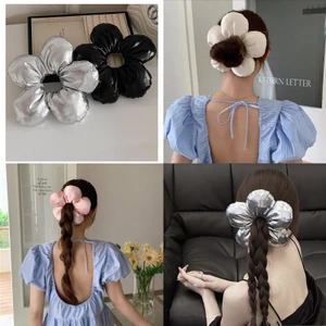 Dây Buộc Tóc Hoa Xốp Vòng Tóc Scrunchies Hoa To Nhồi Bông Siêu Xinh Cho Nữ