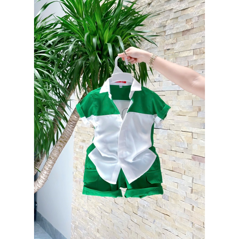 set sơmi trơn phối xanh TONIBRAND 10kg-52kg