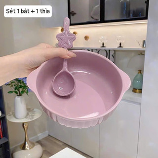 Sét bát 2 món bát + thìa màu trơn xinh xỉu 🌸 tuyển sỉ🌸