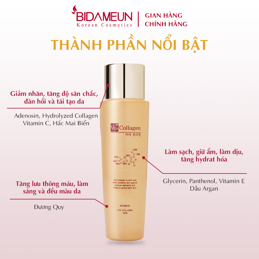 Ảnh Bidameun Siyoul B18 Nước hoa hồng Vita Collagen giúp giảm nhăn và săn chắc da 150ml 1