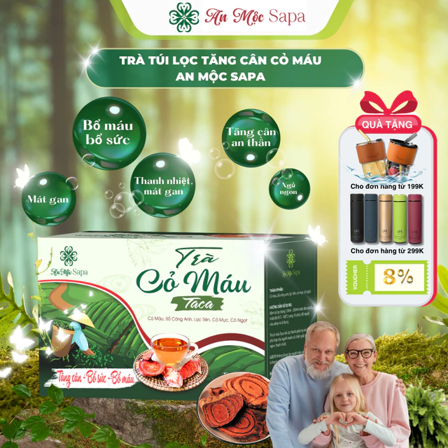 Trà Tăng Cân Cỏ Máu An Mộc Sapa, Hộp 50 Trà Túi Lọc Tăng Cân Bổ Máu Đẹp Da, Trà Thảo Mộc Ăn Ngon An Giấc, Thanh Nhiệt