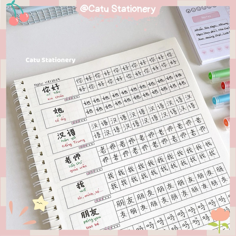 Sổ tay luyện viết tiếng Trung layout khoa học viết được nhiều từ CV4