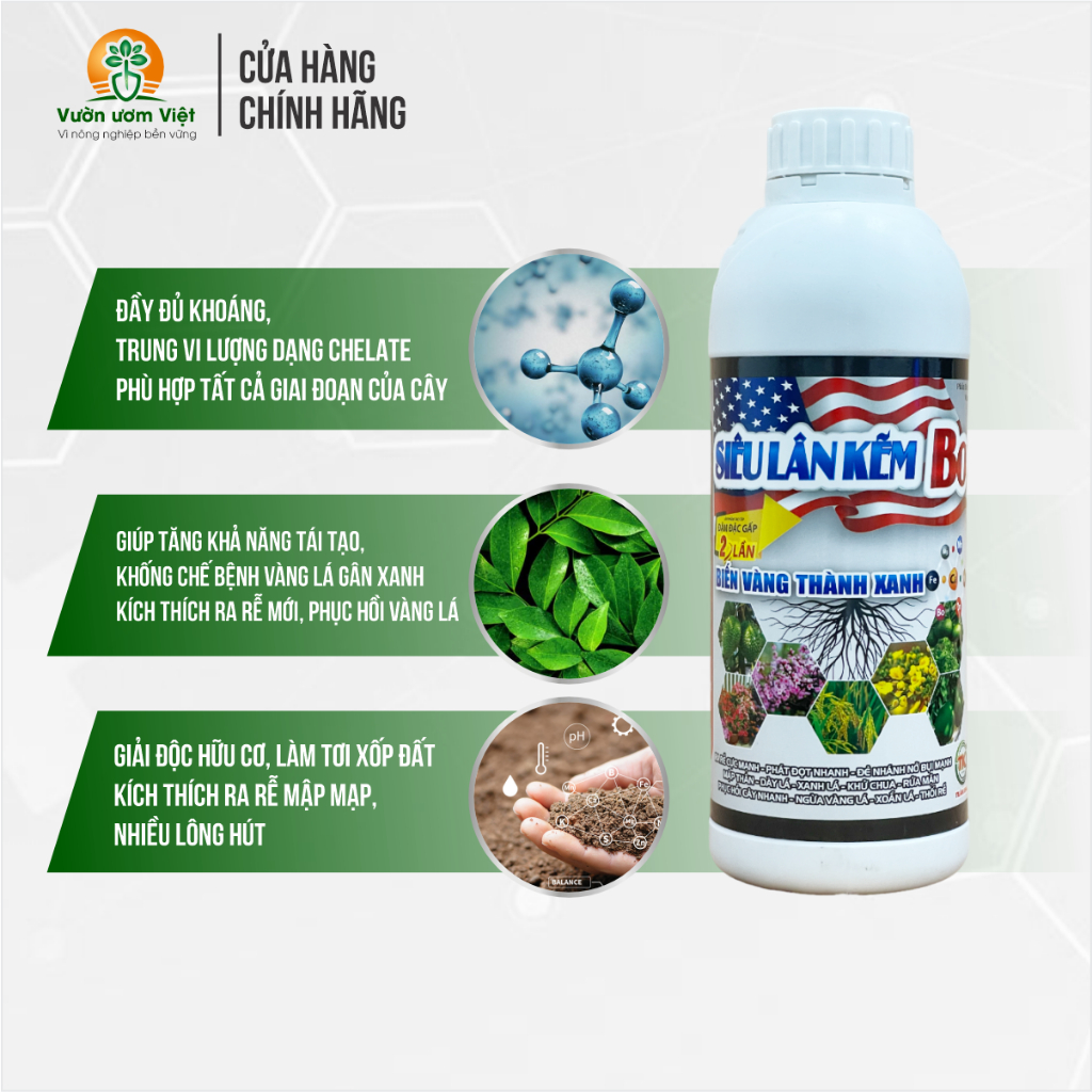 Siêu Lân Kẽm Bo - biến vàng thành xanh, đâm đọt, ra rễ cực mạnh, lá xanh dày tăng sức đề kháng