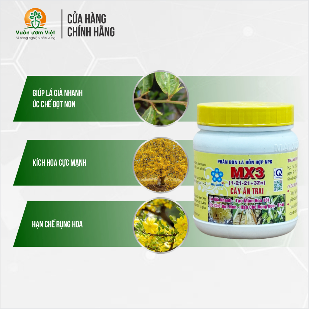 Phân bón MX3 chuyên chặn đọt, già đọt non, kích thích ra hoa cực mạnh, ra hoa đồng loạt, lá xanh tốt
