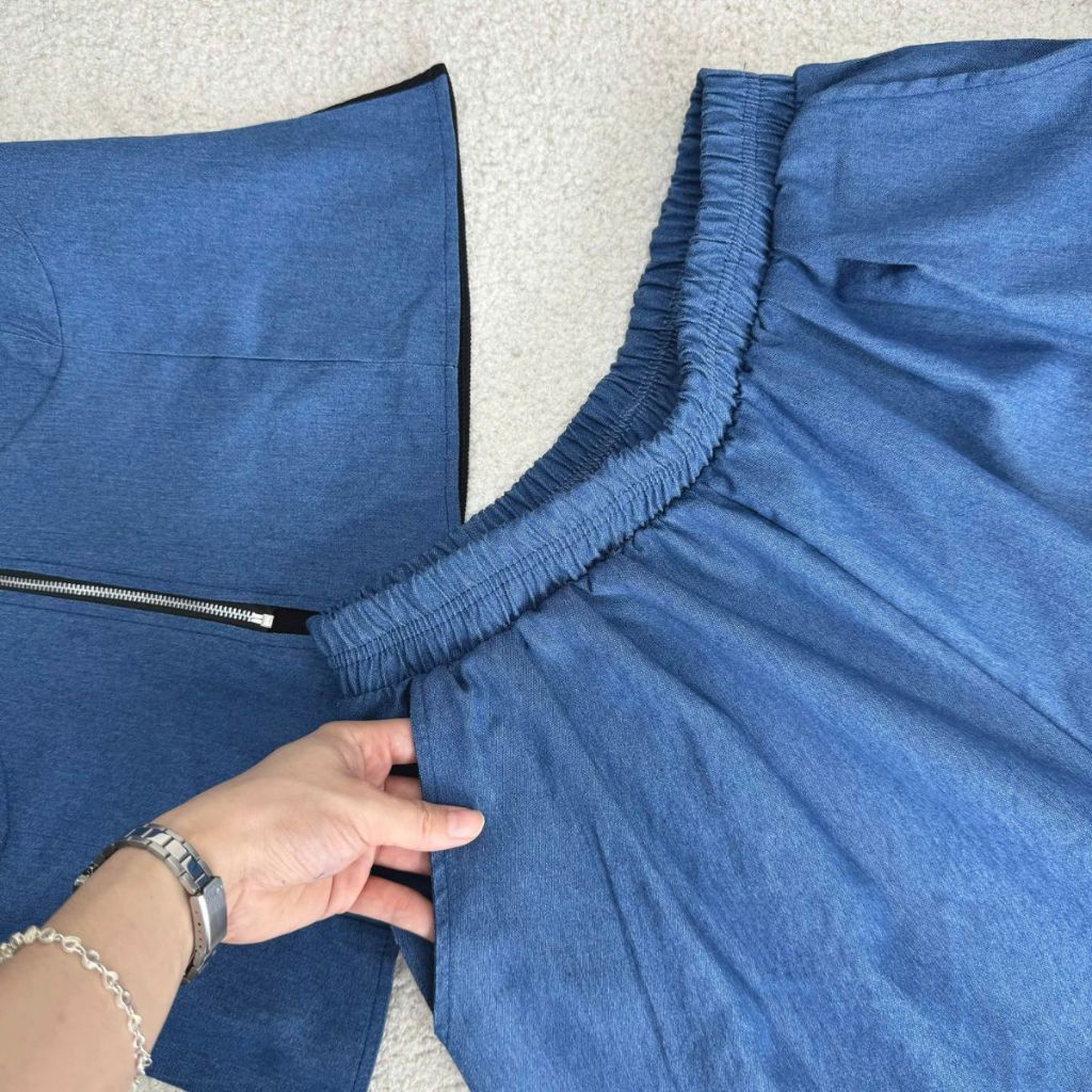 Set Bộ Jean Big Size Vải Jean Giấy Mềm Mại Phối Thun Ruby Cao Cấp Dáng Đẹp Cho Nữ Chubby 58-95kg SET839