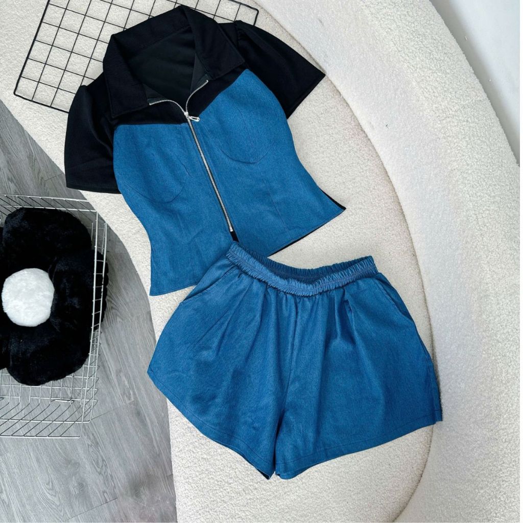 Set Bộ Jean Big Size Vải Jean Giấy Mềm Mại Phối Thun Ruby Cao Cấp Dáng Đẹp Cho Nữ Chubby 58-95kg SET839