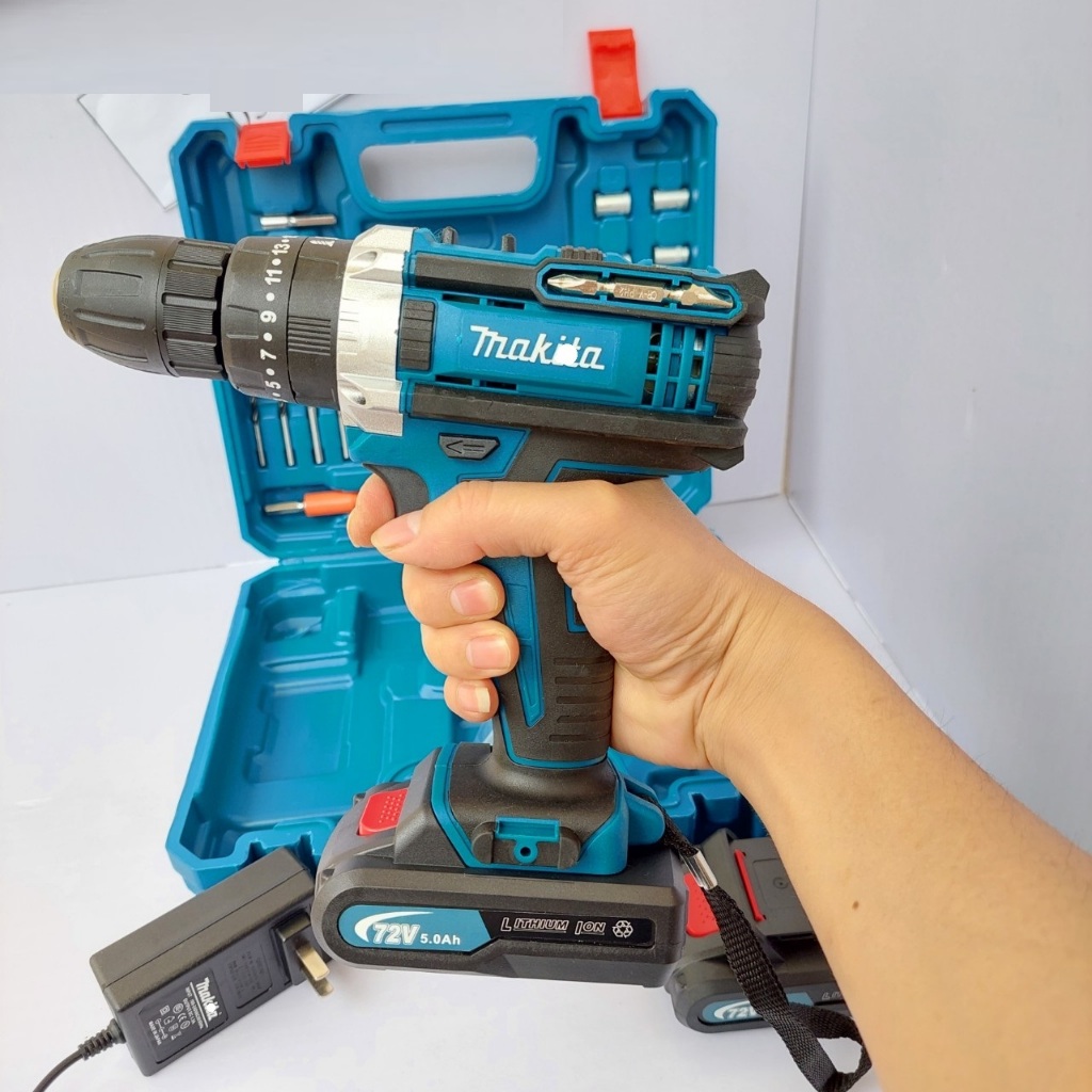 Máy Khoan Pin Ma.ki.ta 72v Thế Hệ Mới, Có Búa, Tặng 24 Phụ Kiện