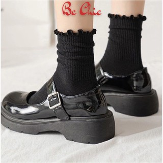 Tất Vớ VECYLA Cotton Cổ Cao Thoáng Khí T 802, Màu Trơn Đơn Giản Dễ Thương Cổ Bèo Cho Nữ