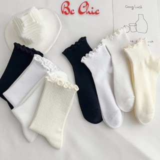 Tất Vớ VECYLA Cotton Cổ Cao Thoáng Khí T 802, Màu Trơn Đơn Giản Dễ Thương Cổ Bèo Cho Nữ