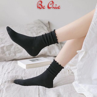 Tất Vớ VECYLA Cotton Cổ Cao Thoáng Khí T 802, Màu Trơn Đơn Giản Dễ Thương Cổ Bèo Cho Nữ