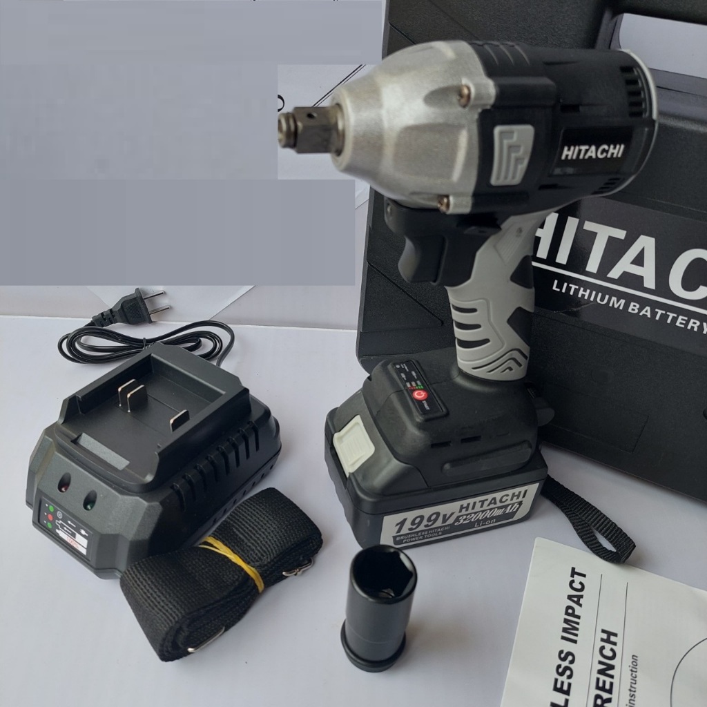 Máy Siết Bulong Hitachi 199v tặng kèm bộ phụ kiện 3 trong 1