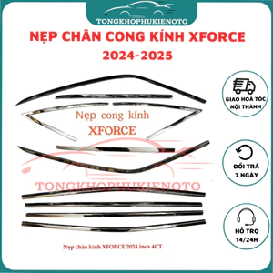 Nẹp chân cong kính, chân kính xe Mitsubishi Xforce 2024 2025 chất liệu INOX sáng đẹp