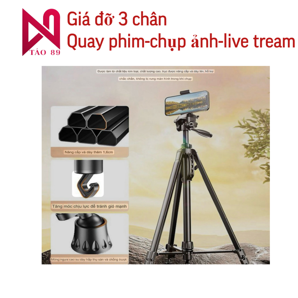 Chân quay Tripod 3 IN 1 Chân quay 360 độ, quay góc nghiêng, có đèn và ...