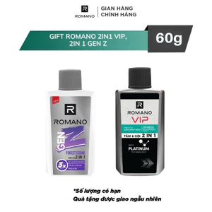 1 Quà tặng Romano: 1 chai DG/ST/TG 60g HOẶC Túi dây rút Romano (giao mùi ngẫu nhiên)
