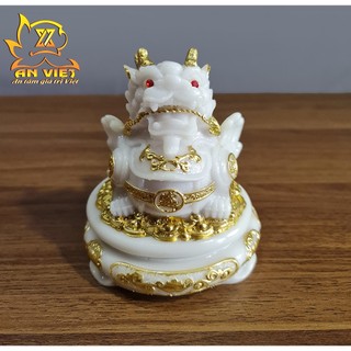 Cóc Ngậm Tiền Thiềm Thừ - Tỳ Hưu Phong Thủy Đá - Cao 12cm - Màu Trắng - CTH2409