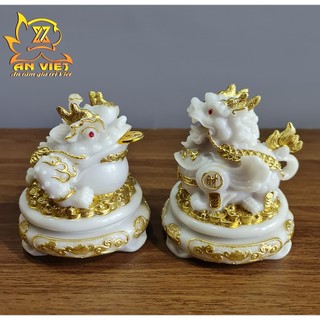 Cóc Ngậm Tiền Thiềm Thừ - Tỳ Hưu Phong Thủy Đá - Cao 12cm - Màu Trắng - CTH2409