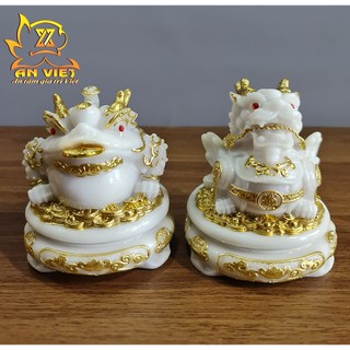Cóc Ngậm Tiền Thiềm Thừ - Tỳ Hưu Phong Thủy Đá - Cao 12cm - Màu Trắng - CTH2409