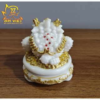 Cóc Ngậm Tiền Thiềm Thừ - Tỳ Hưu Phong Thủy Đá - Cao 12cm - Màu Trắng - CTH2409