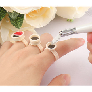 -Chum nhẫn 2 NGĂN NHỰA DẺO dùng đựng mực phun xăm, đựng keo gắn mi rất tiện dụng