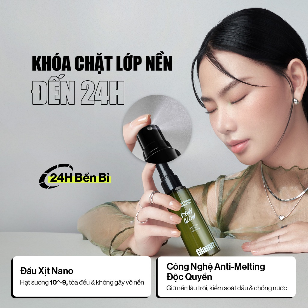 Ảnh Xịt Khóa Nền Cố Định Glamrr Q Vegan Super Stay Makeup Fixer 50ml 4