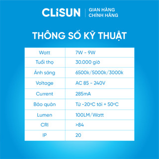 Đèn Downlight Âm Trần CLISUN | Đèn LED DLT 3 Chế Độ Màu Siêu Mỏng Tiết Kiệm Điện Tuổi Thọ Cao 30000H 7W 9W 12W