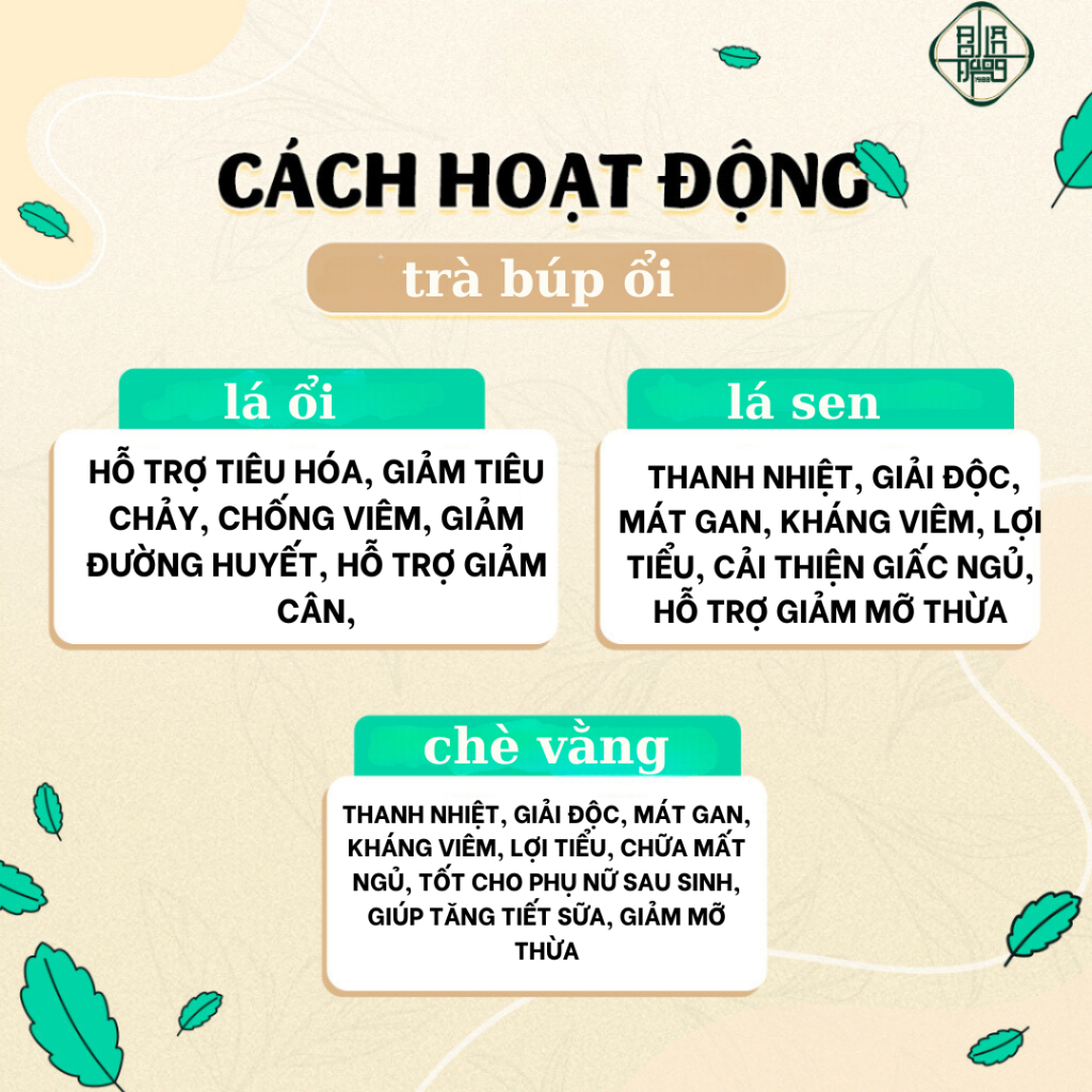 Trà búp ổi Bội lan đường giúp giảm cân, tiêu mỡ nhanh, hỗ trợ dạ dày, đại tràng - bịch 50 lọc