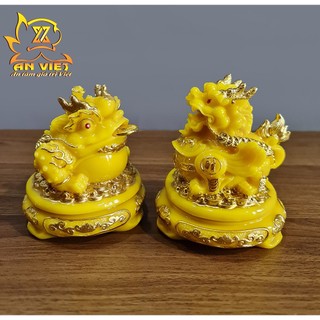 Cóc Ngậm Tiền Thiềm Thừ - Tỳ Hưu Phong Thủy Đá - Cao 15cm - Màu Vàng - CTH2413