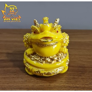 Cóc Ngậm Tiền Thiềm Thừ - Tỳ Hưu Phong Thủy Đá - Cao 15cm - Màu Vàng - CTH2413