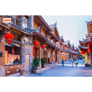 Tranh Hồng Kông in VẢI LỤA SIM SA dày dặn, xé không rách tặng keo và dụng cụ dán