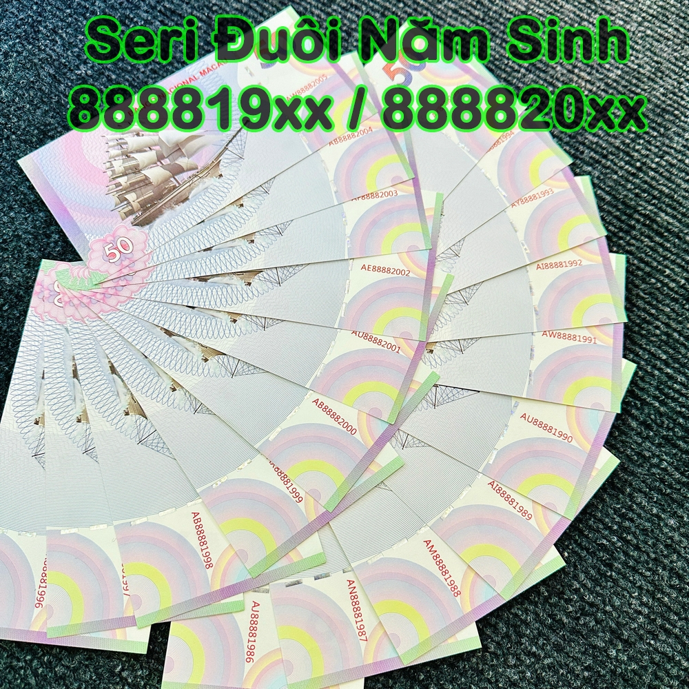⭐XÃ KHO⭐ Tiền Thuận Buồm Xuôi Gió Macao Kỷ Niệm SERI NĂM SINH 888819xx 888820xx tặng bao đỏ may mắn