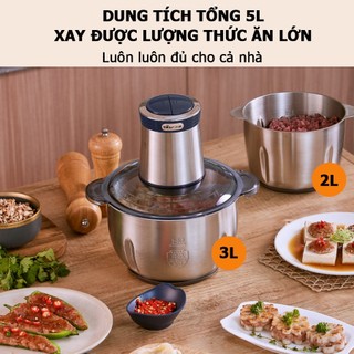 Máy xay thịt Bear QSJ-C04Q1 công suất 400W mạnh mẽ, 2 cối INOX riêng biệt, 2 bộ dao, xay rau củ quả, xay thịt cá