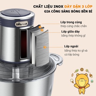 Máy xay thịt Bear QSJ-C04Q1 công suất 400W mạnh mẽ, 2 cối INOX riêng biệt, 2 bộ dao, xay rau củ quả, xay thịt cá