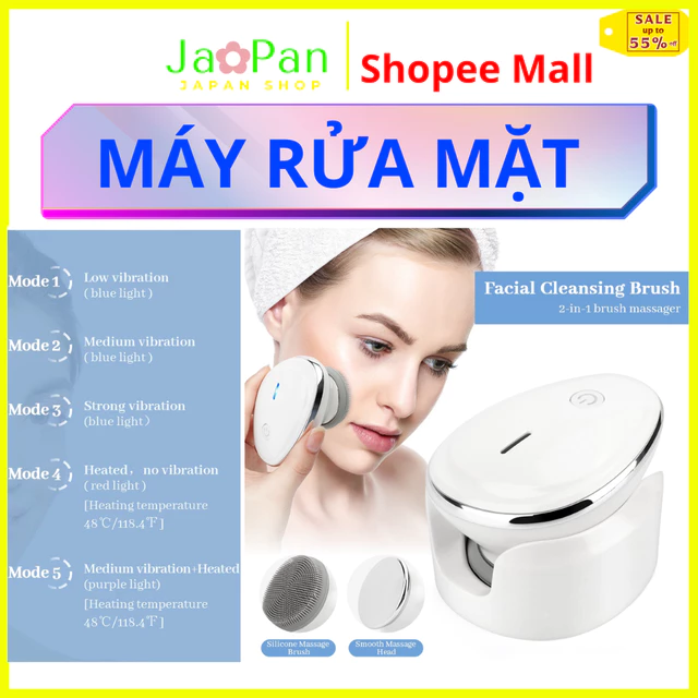 Máy rửa mặt 3 trong 1,máy rửa mặt điện tử đẩy tinh chất nâng cơ mặt kiêm máy massage mặt ,máy massage mặt bảo hành 12 th