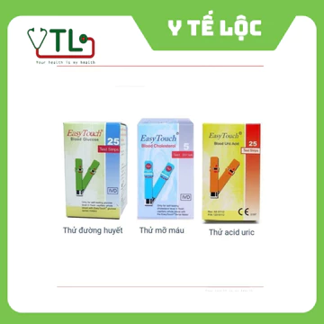 Hộp Que thử Axit Uric/ Cholesterol mỡ máu/ đường huyết của máy Easy Touch 3 Trong 1