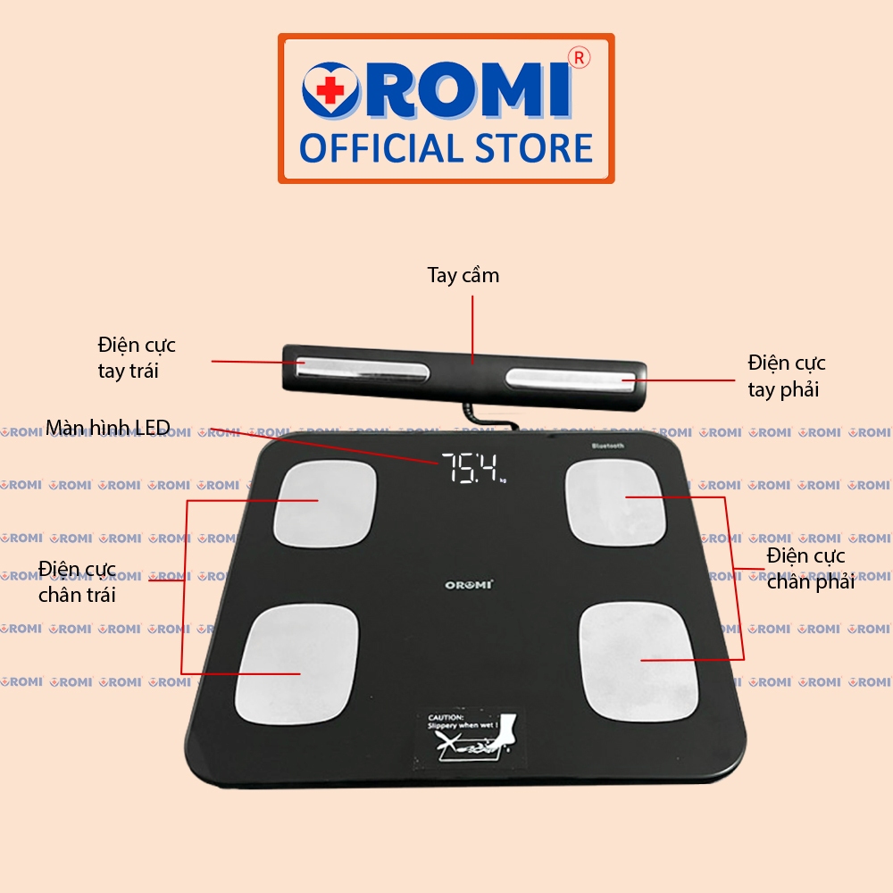 Cân sức khỏe điện tử thông minh OROMI iF2801A - Có chỉ số Inbody kết nối qua app (tặng kèm pin)