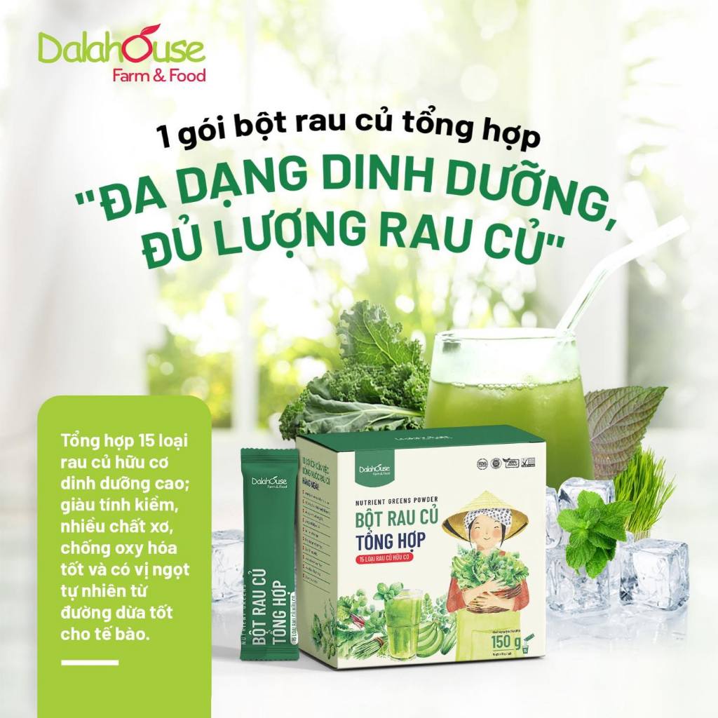 Ảnh Bột rau củ tổng hợp 15 loại rau hữu cơ Dalahouse 150gr công nghệ sấy lạnh đạt chuẩn châu âu 1